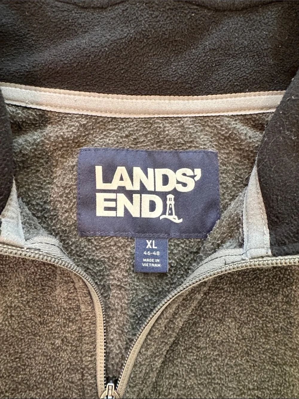 Lands’ End Fleece Quarter Zip Anyweather‎ Pullover Men’s XL High Collar Gray